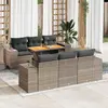 Image de vidaXL Ensemble de salon de jardin 7 pièces avec coussins Gris Poly rotin