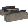 Image de vidaXL Ensemble de salon de jardin 7 pièces avec coussins Gris Poly rotin