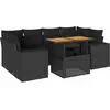 Image de vidaXL Ensemble de salon de jardin 7 pièces avec coussins noir poly rotin