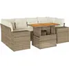 Image de vidaXL Ensemble de salon de jardin 7 pièces avec coussins Beige Poly Rattan
