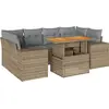 Image de vidaXL Ensemble de salon de jardin 7 pièces avec coussins Beige Poly Rattan