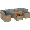 Image de vidaXL Ensemble de jardin canapé 8 pièces avec coussins Beige Poly Rattan