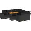 Image de vidaXL Ensemble de salon de jardin 9 pièces avec coussins noir poly rotin