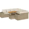 Image de vidaXL Ensemble de salon de jardin 9 pièces avec coussins beige Poly rotin