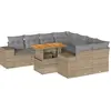 Image de vidaXL Ensemble de salon de jardin 9 pièces avec coussins beige Poly rotin