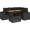 Image de vidaXL Ensemble de salon de jardin 5 pièces avec coussins noir poly rotin