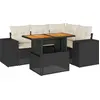 Image de vidaXL Ensemble de salon de jardin 5 pièces avec coussins noir poly rotin