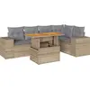 Image de vidaXL Ensemble de salon de jardin 6 pièces avec coussins Beige Poly Rattan