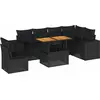 Image de vidaXL Ensemble de salon de jardin 7 pièces avec coussins noir poly rotin