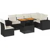 Image de vidaXL Ensemble de salon de jardin 7 pièces avec coussins noir poly rotin
