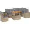 Image de vidaXL Ensemble de salon de jardin 7 pièces avec coussins Beige Poly Rattan