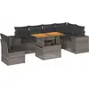Image de vidaXL Ensemble de salon de jardin 7 pièces avec coussins Gris Poly rotin