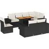 Image de vidaXL Ensemble de salon de jardin 9 pièces avec coussins noir poly rotin