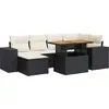 Image de vidaXL Ensemble de salon de jardin 7 pièces avec coussins noir poly rotin