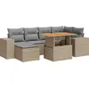 Image de vidaXL Ensemble de salon de jardin 7 pièces avec coussins Beige Poly Rattan