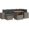 Image de vidaXL Ensemble de salon de jardin 7 pièces avec coussins Gris Poly rotin