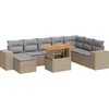 Image de vidaXL Ensemble de salon de jardin 9 pièces avec coussins Beige Poly rotin Acacia