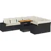 Image de vidaXL Ensemble de 10 canapés de jardin avec coussins noir poly rotin