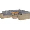 Image de vidaXL Ensemble de 10 canapés de jardin avec coussins Beige Poly rotin Acacia