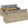 Image de vidaXL Ensemble de salon de jardin 7 pièces avec coussins Beige Poly rotin Acacia