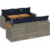 Image de vidaXL Ensemble de salon de jardin 7 pièces avec coussins Gris Poly rotin
