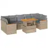 Image de vidaXL Ensemble de jardin canapé 8 pièces avec coussins Beige Poly rotin Acacia