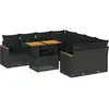 Image de vidaXL Ensemble de salon de jardin 9 pièces avec coussins noir poly rotin