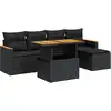 Image de vidaXL Ensemble de salon de jardin 6 pièces avec coussins noir poly rotin