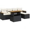 Image de vidaXL Ensemble de salon de jardin 6 pièces avec coussins noir poly rotin
