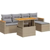 Image de vidaXL Ensemble de salon de jardin 6 pièces avec coussins Beige Poly rotin Acacia