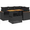 Image de vidaXL Ensemble de salon de jardin 5 pièces avec coussins Noir Poly rotin Acacia