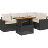 Image de vidaXL Ensemble de salon de jardin 6 pièces avec coussins noir poly rotin