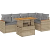 Image de vidaXL Ensemble de salon de jardin 6 pièces avec coussins Beige Poly rotin Acacia
