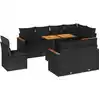 Image de vidaXL Ensemble de salon de jardin 9 pièces avec coussins noir poly rotin