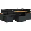 Image de vidaXL Ensemble de salon de jardin 7 pièces avec coussins noir poly rotin