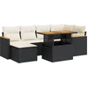 Image de vidaXL Ensemble de salon de jardin 7 pièces avec coussins noir poly rotin