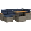 Image de vidaXL Ensemble de salon de jardin 7 pièces avec coussins Gris Poly rotin