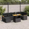 Image de vidaXL Ensemble de jardin canapé 8 pièces avec coussins noir poly rotin