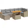 Image de vidaXL Ensemble de jardin canapé 8 pièces avec coussins Beige Poly rotin Acacia