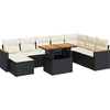 Image de vidaXL Ensemble de salon de jardin 9 pièces avec coussins noir poly rotin