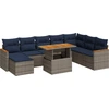 Image de vidaXL Ensemble de salon de jardin 9 pièces avec coussins Gris Poly rotin