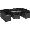 Image de vidaXL Ensemble de 10 canapés de jardin avec coussins noir poly rotin