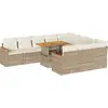 Image de vidaXL Ensemble de salon de jardin 11 pièces avec coussins Beige Poly rotin Acacia