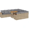 Image de vidaXL Ensemble de salon de jardin 11 pièces avec coussins Beige Poly rotin Acacia