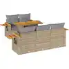 Image de vidaXL Ensemble de salon de jardin 6 pièces avec coussins Beige Poly rotin Acacia