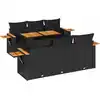 Image de vidaXL Ensemble de salon de jardin 7 pièces avec coussins noir poly rotin