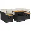 Image de vidaXL Ensemble de salon de jardin 7 pièces avec coussins noir poly rotin