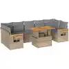 Image de vidaXL Ensemble de jardin canapé 8 pièces avec coussins Beige Poly rotin Acacia