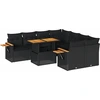 Image de vidaXL Ensemble de salon de jardin 9 pièces avec coussins noir poly rotin