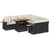 Image de vidaXL Ensemble de salon de jardin 9 pièces avec coussins noir poly rotin